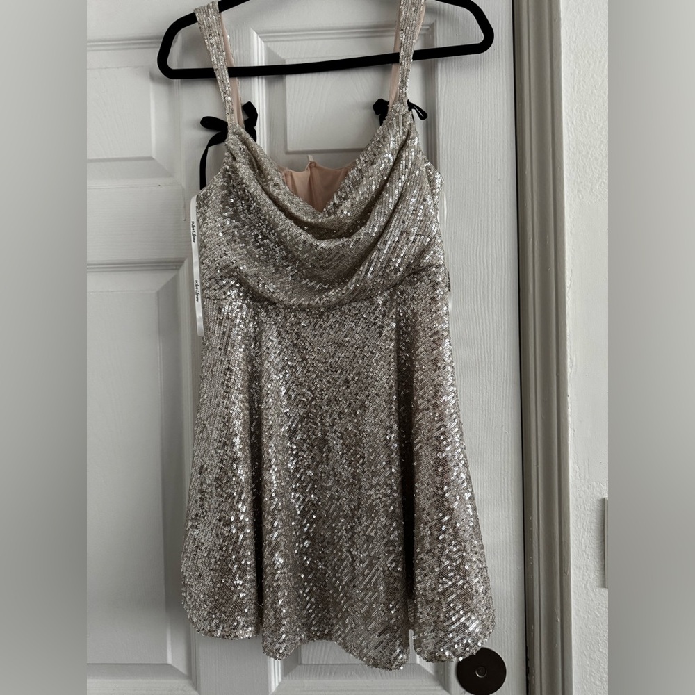 For Love and Lemons Candice Silver Mini Dress XL
